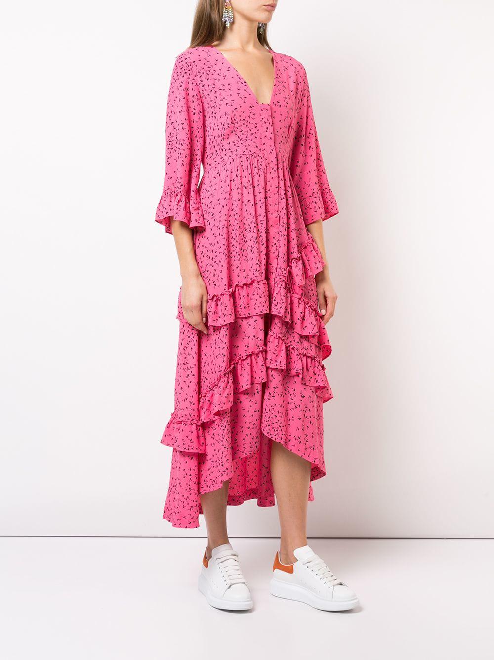 ganni barra crepe maxi dress