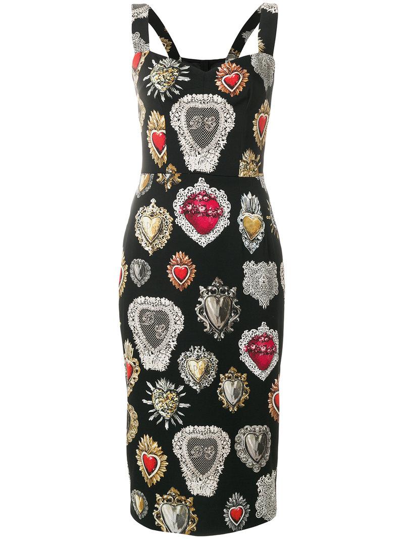 Vestido con estampado Sagrado Corazón Dolce & Gabbana de color Negro | Lyst