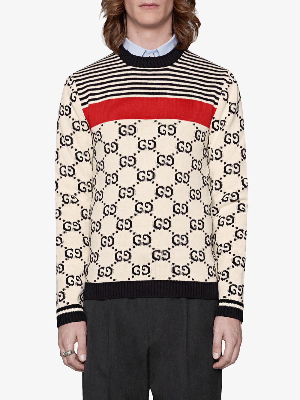 Gucci Gg Intarsia Cotton Sweater in 