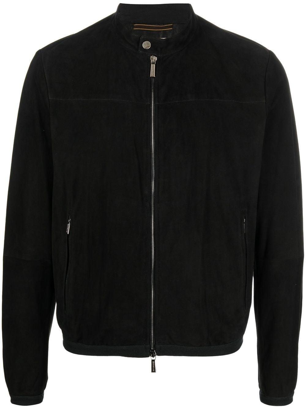 Moorer Leather Zip-up Bomber Jacket in Black for Men | Lyst