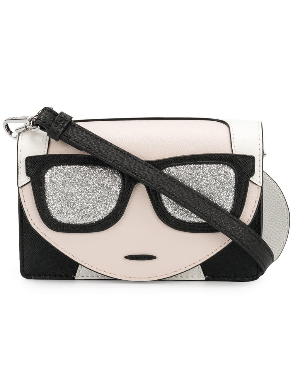 Karl Lagerfeld Leather Ikonik Mini Crossbody Bag in Black Lyst