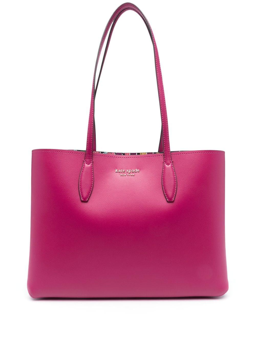 Kate Spade Logoembossed Leather Tote Bag in Pink Lyst