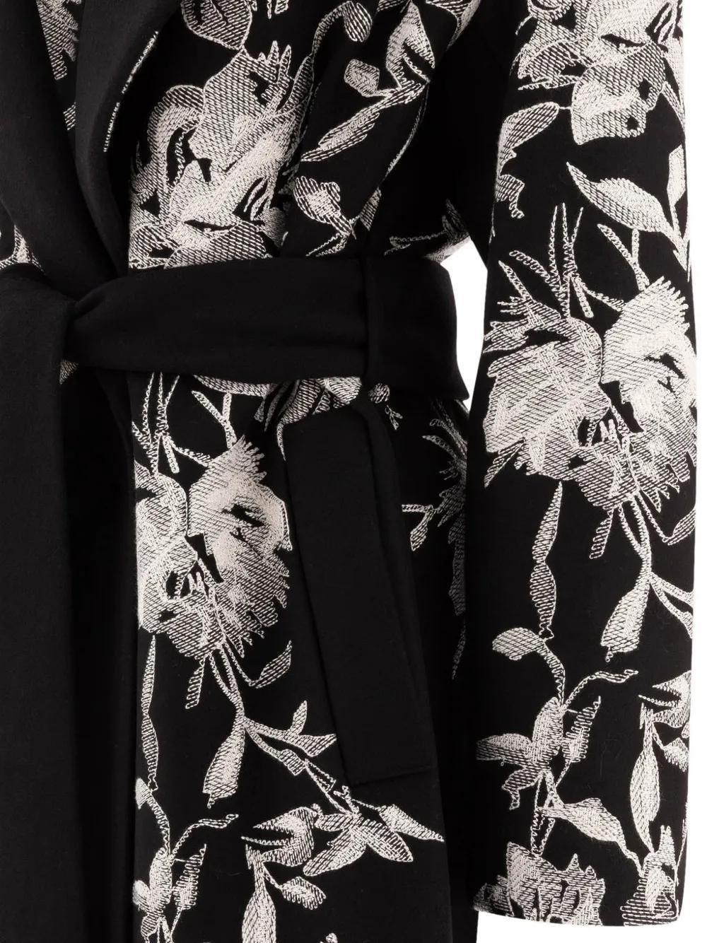 コート Elie Saab Wool embroidered coat Elie Saab floral-embroidered virgin-wool Cape | Black | FARFETCH