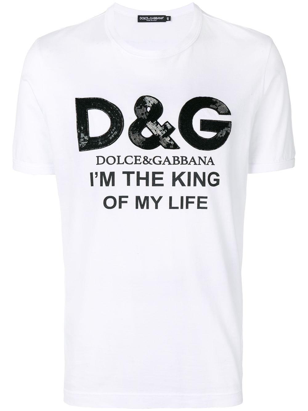 Dolce & Gabbana Cotton 'i'm The King Of My Life' T-shirt in White 