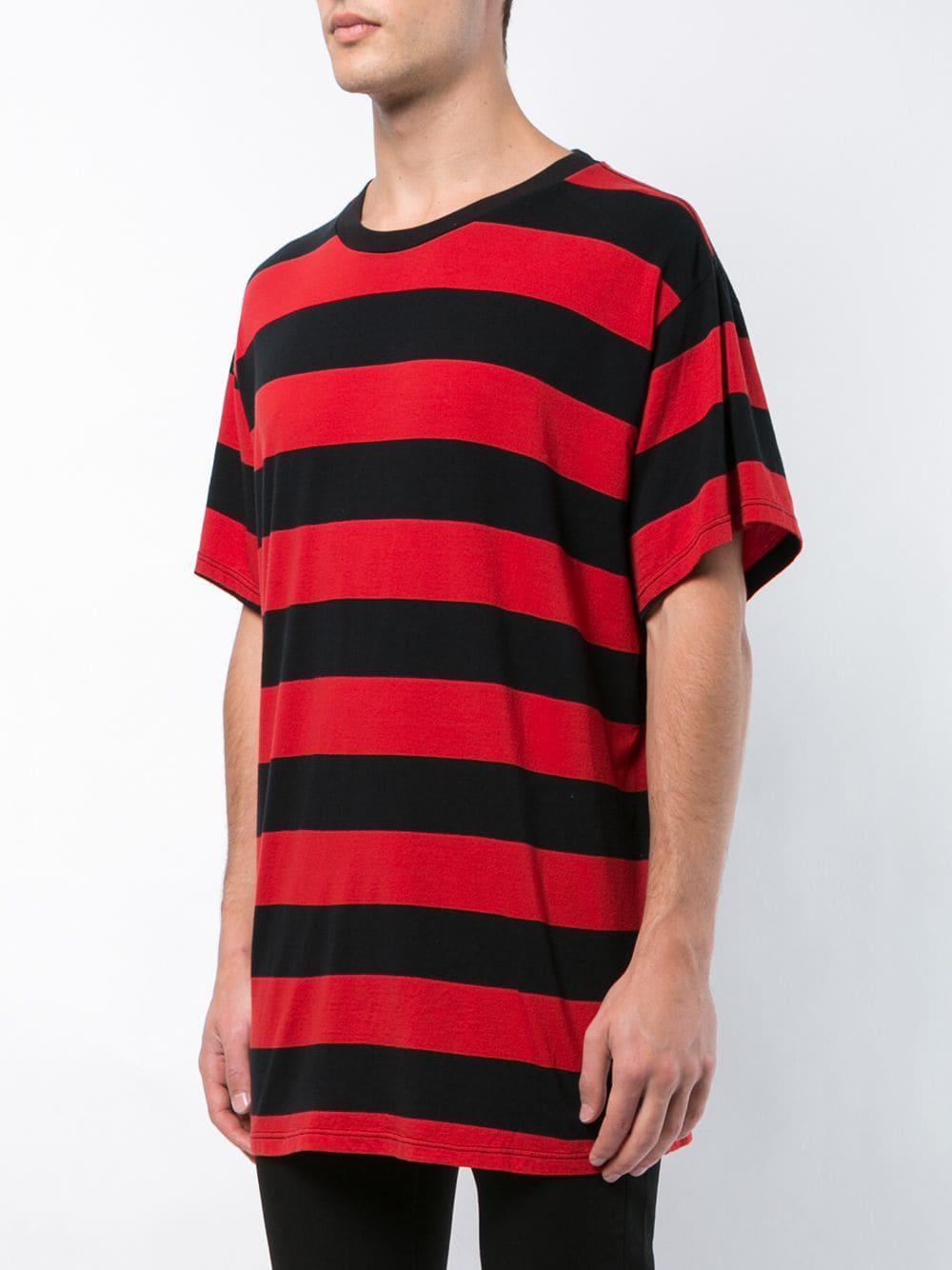 red and white striped oversized shirt