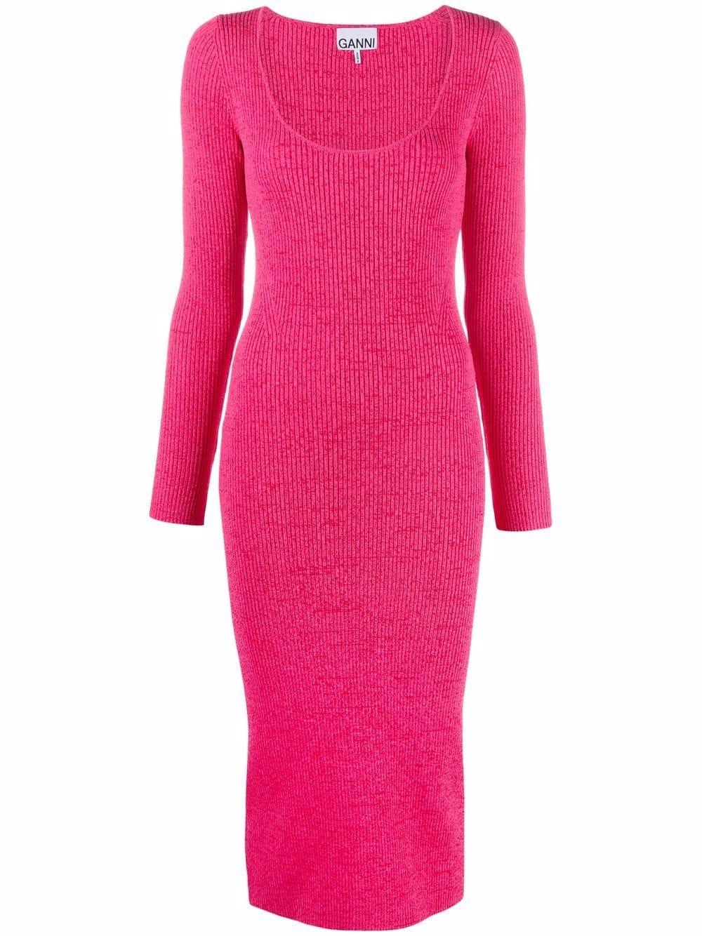 Ganni Synthetic Pink Melange-knit Long 