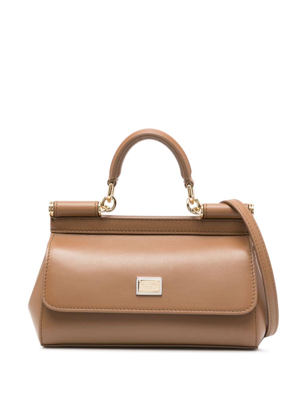 Sicily Small Leather Tote Bag in Brown - Dolce Gabbana