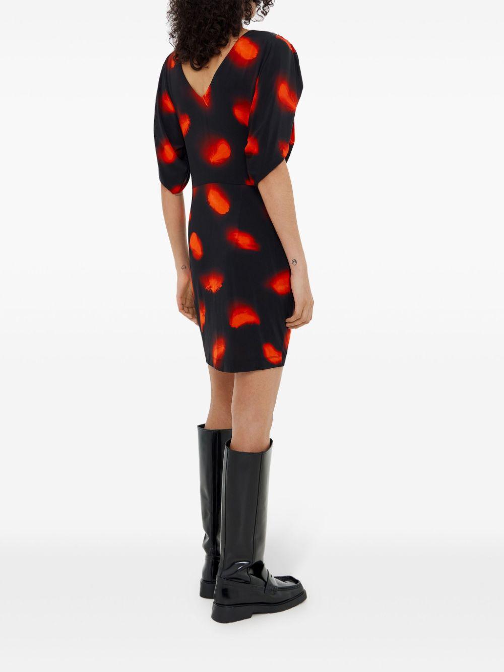 Bimba Y Lola レディース レッド フェザープリント ミニドレス ワンピース