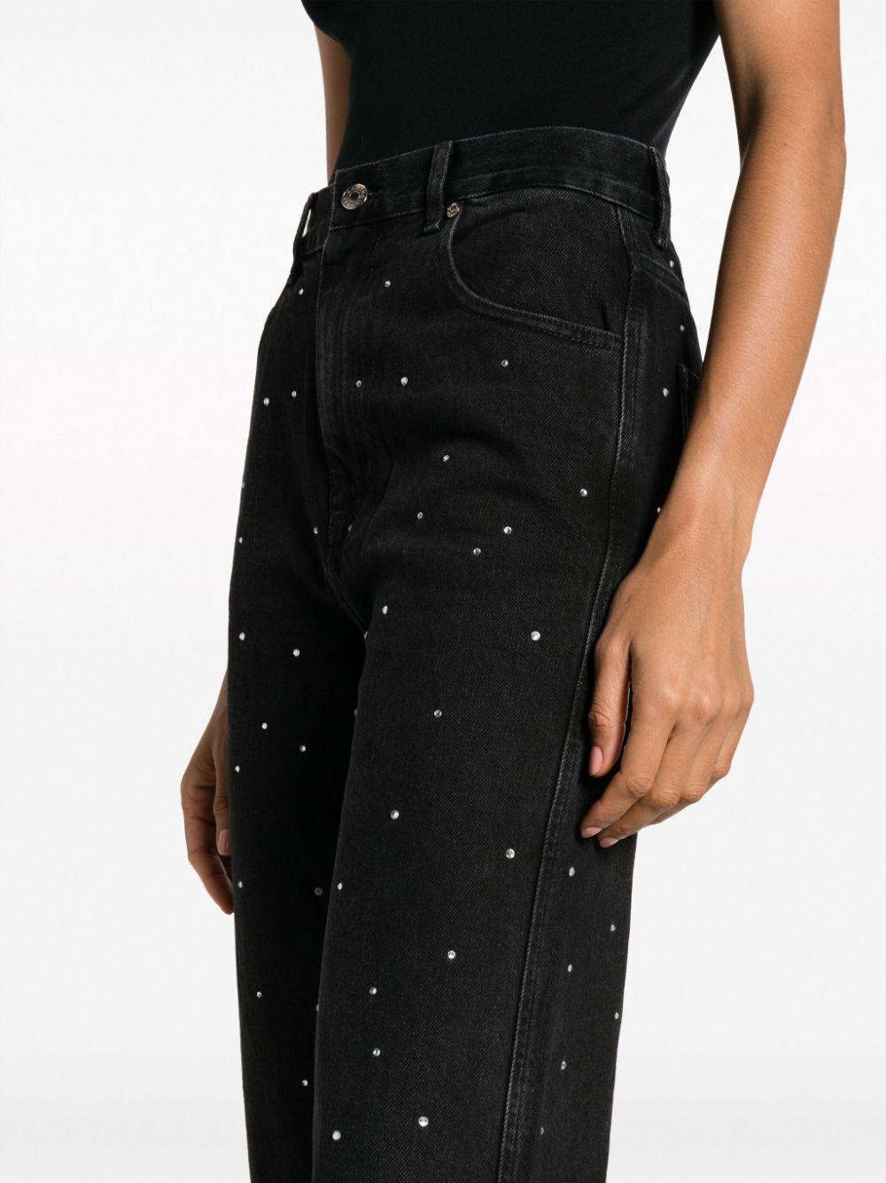 Sandro Waly Embellished Straight Leg Jeans in Charcoal Grey
