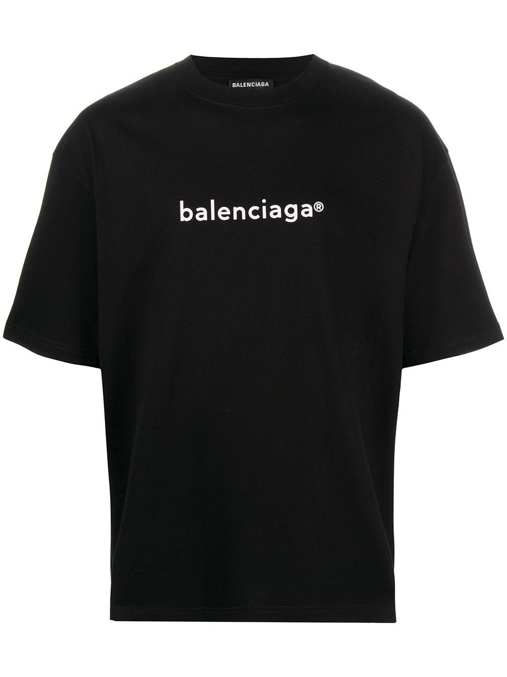 Balenciaga Cotton Logo-print T-shirt in Black for Men - Lyst