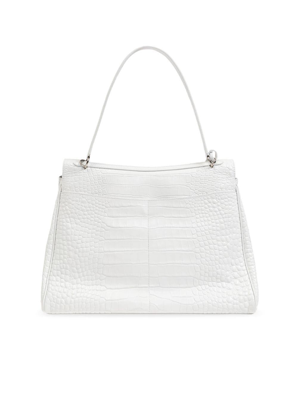 Balenciaga Large Rodeo Croc-Embossed Tote Bag in White | Lyst