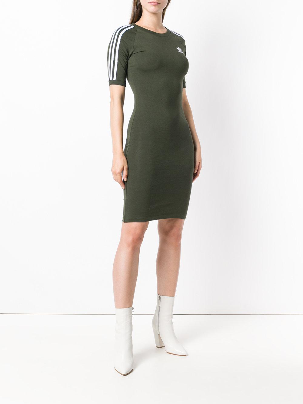adidas Cotton Originals 3-stripes Dress in Green | Lyst