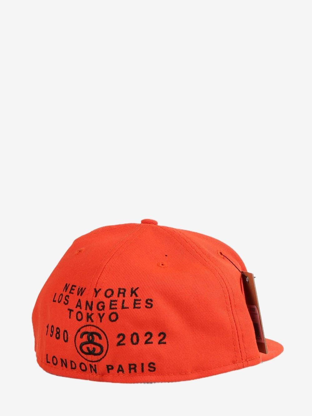 Stussy × NEW ERA cap red Stussy New Era Fitted Hat Cap New York Tokyo Los Angeles Red