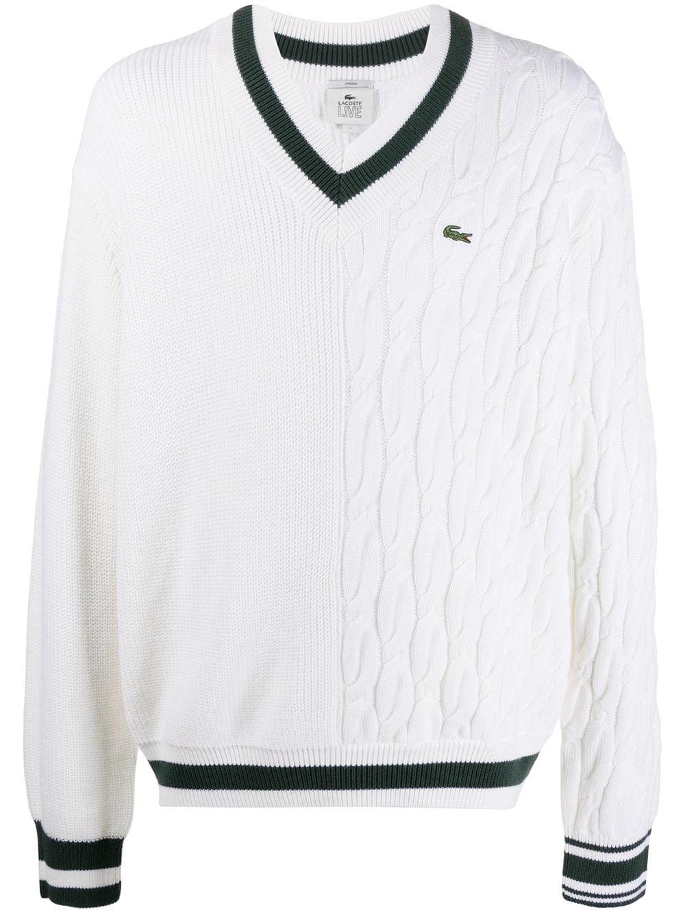 Lacoste L!ive Mix-knit Jumper in White for Men | Lyst Canada