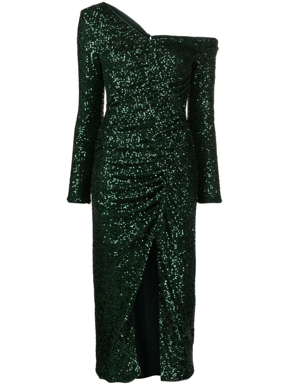 SelfPortrait Sequinembellished Midi Dress in Green Lyst