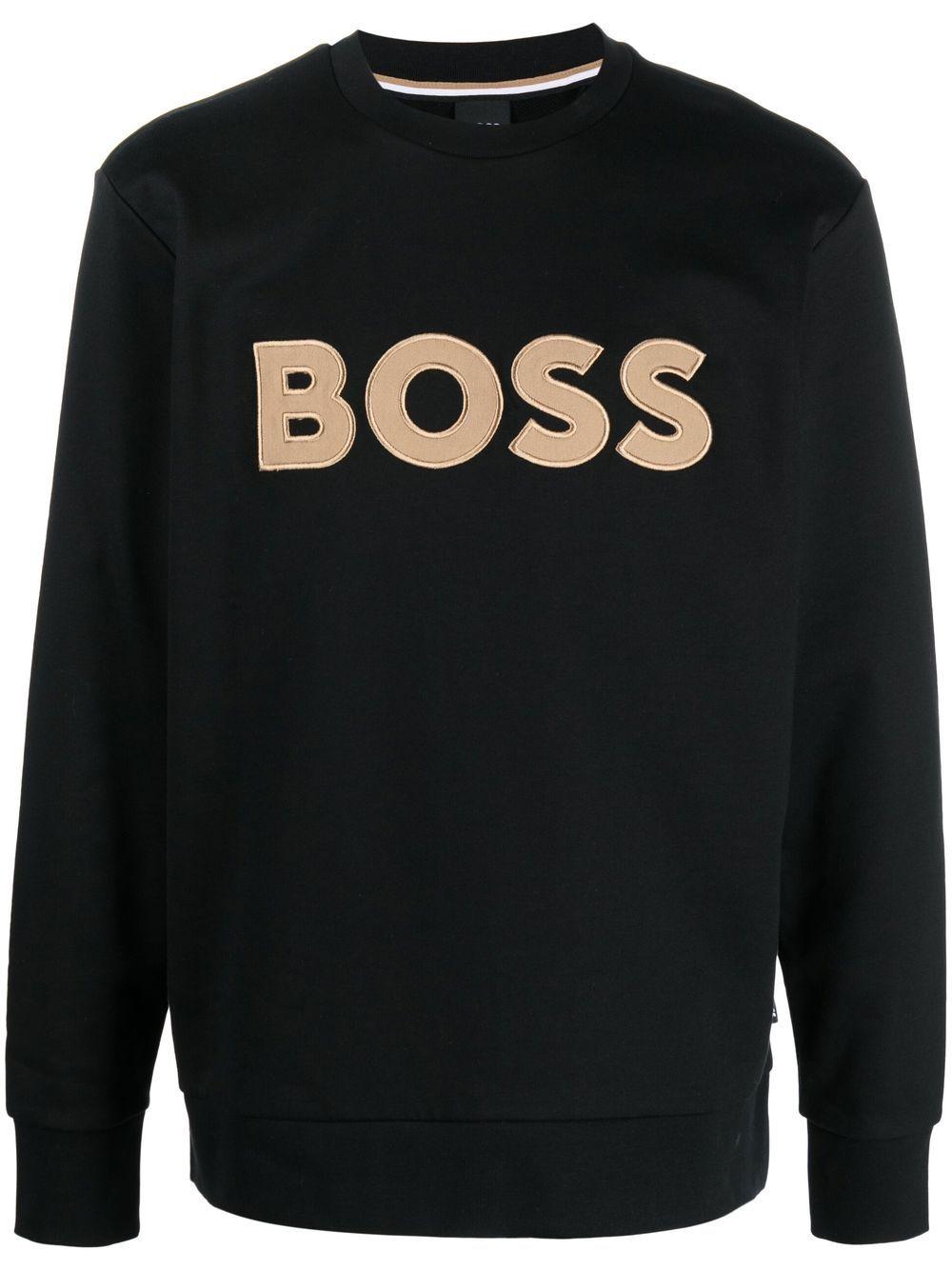 BOSS by HUGO BOSS Logo-embroidery Cotton Sweatshirt in Black for Men | Lyst