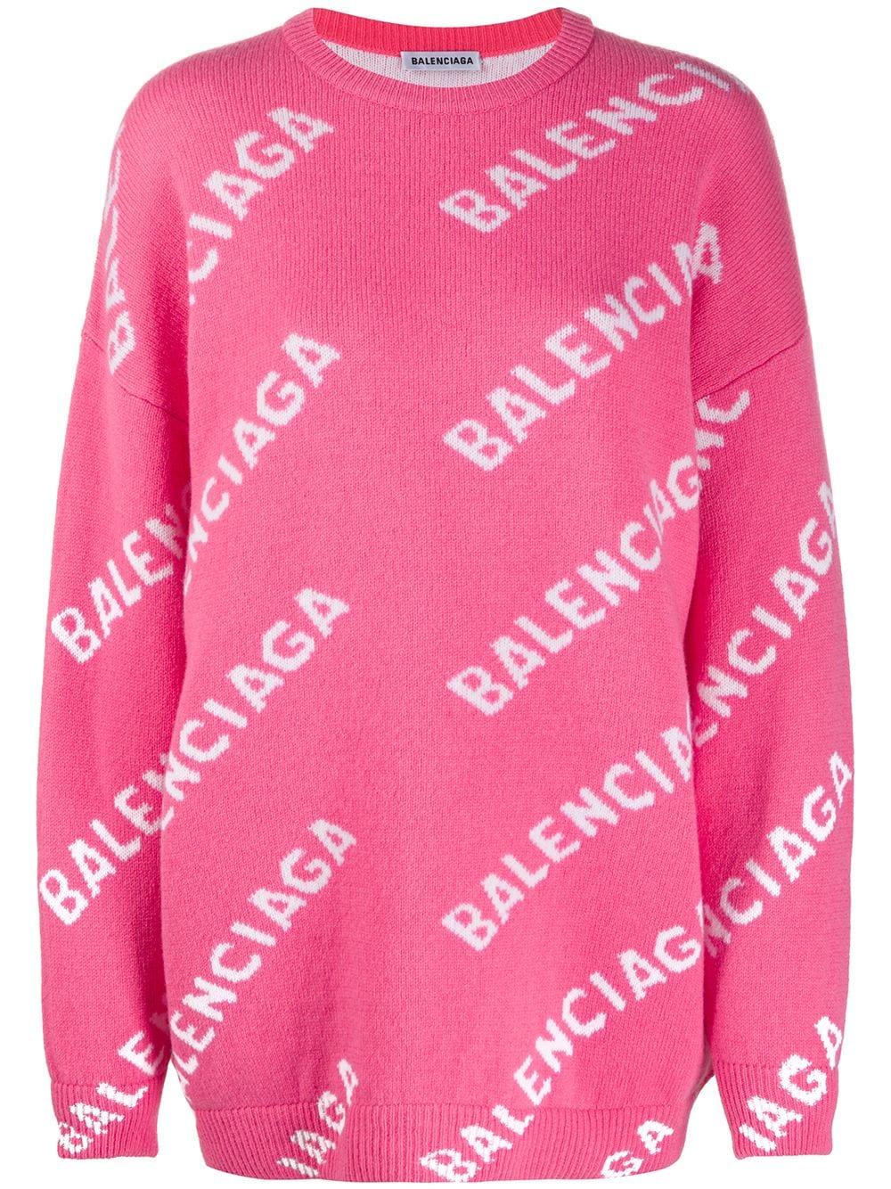 balenciaga pink logo jumper