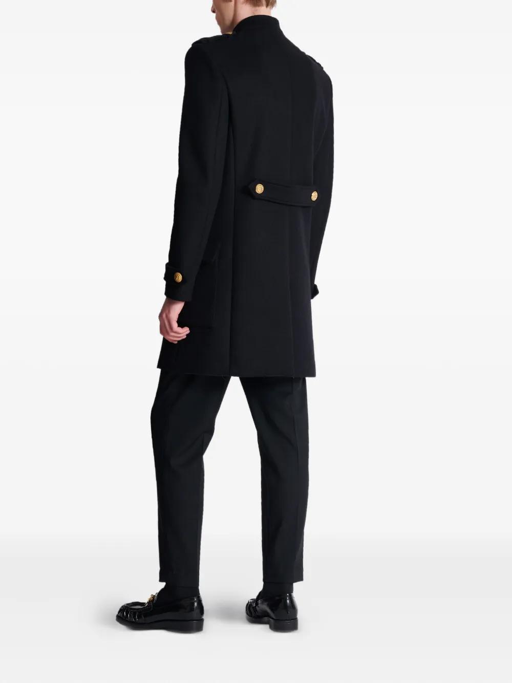 BALMAIN ブラック ロングコート balmain-black-Manteau-Droit-A-