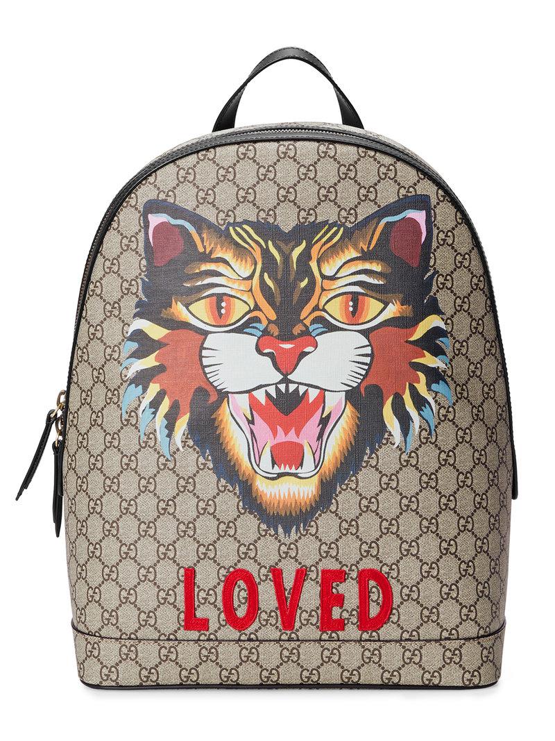 Zaino 'Angry Cat GG Supreme'Gucci in Pelle da Uomo - Lyst