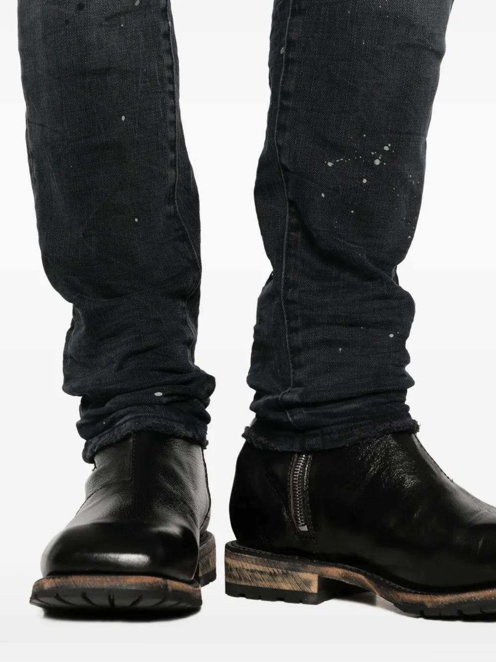Purple Brand P001 Reflective Paint Repair Skinny Jeans in Black