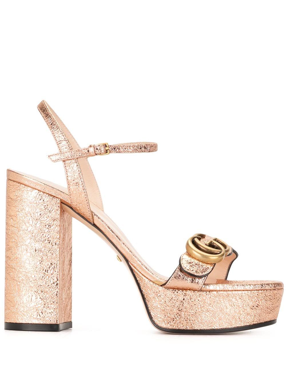 Gucci Leer Metallic Sandalen in het Roze - Lyst