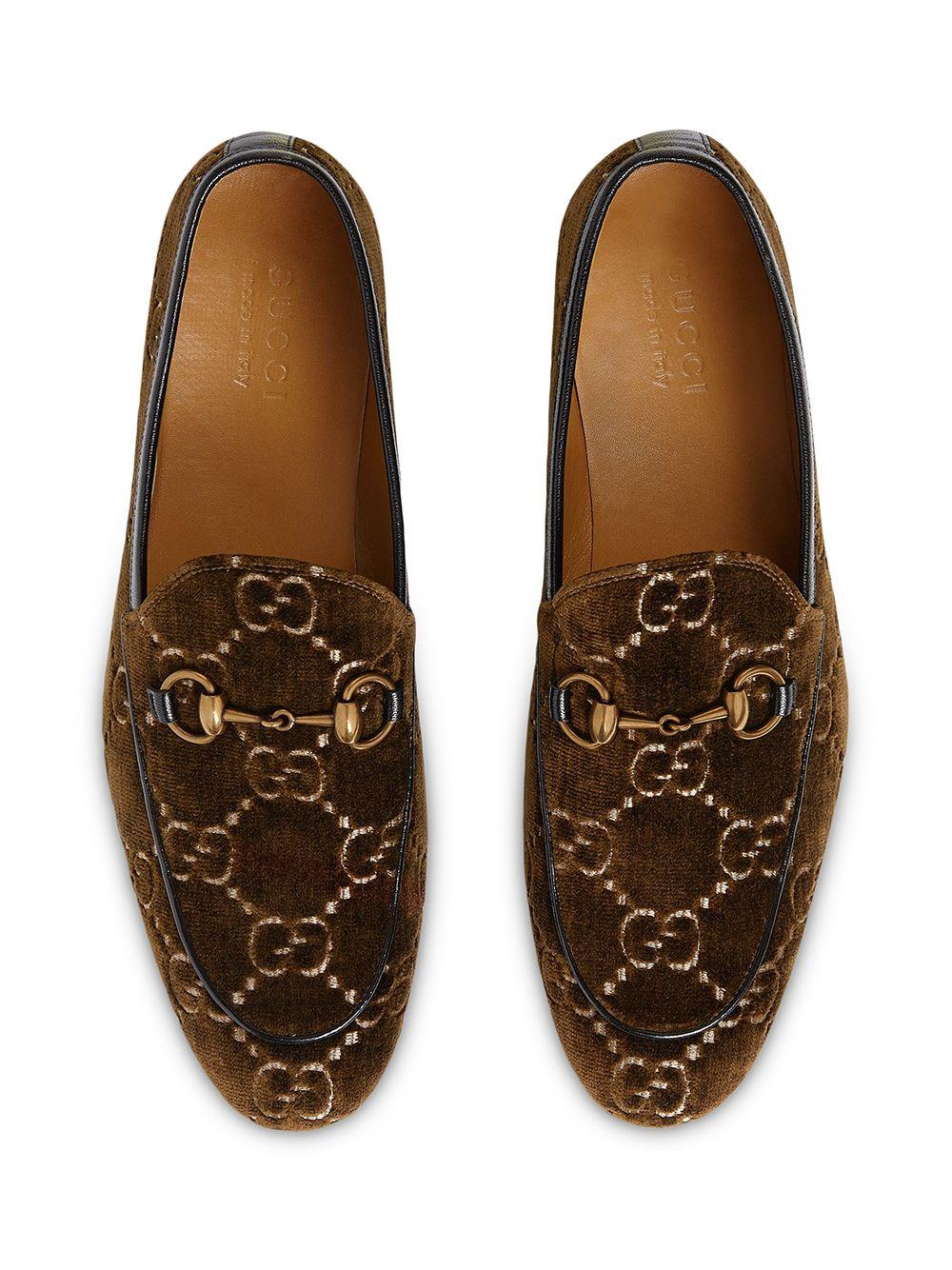 brown velvet gucci loafers