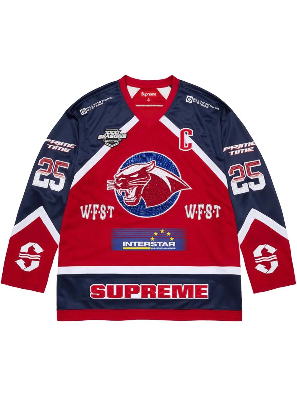 Supreme Rhinestone-Embellished Hockey Jersey in Red for Men | Lyst