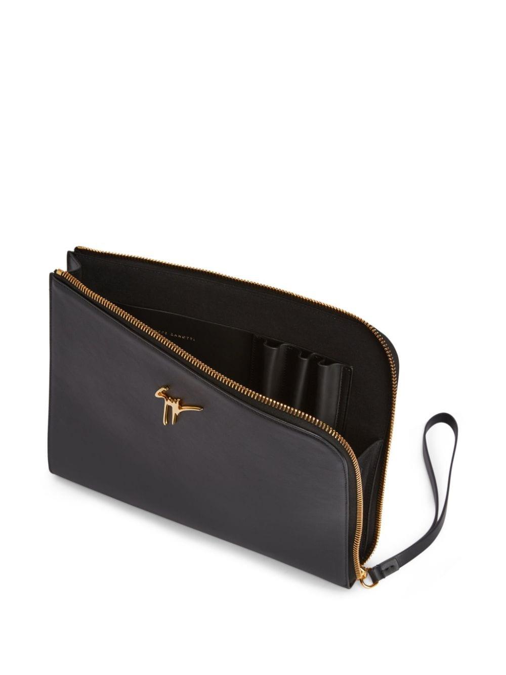 Giuseppe Zanotti Fabian logo-plaque leather pouch - Black
