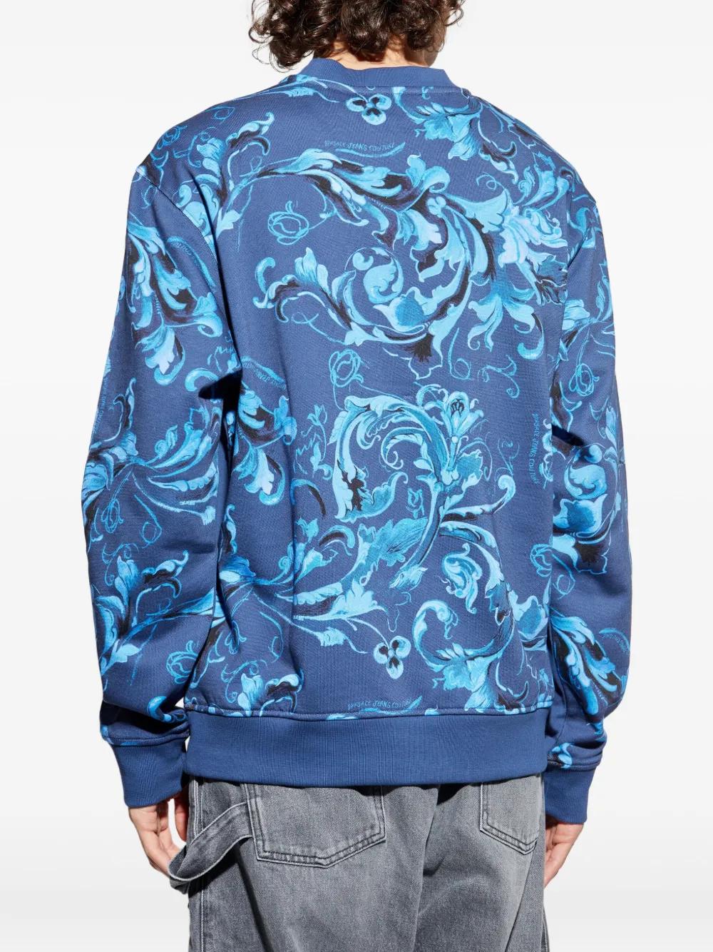 Versace Jeans Couture Baroque-Print Panelled Sweatshirt in Blue