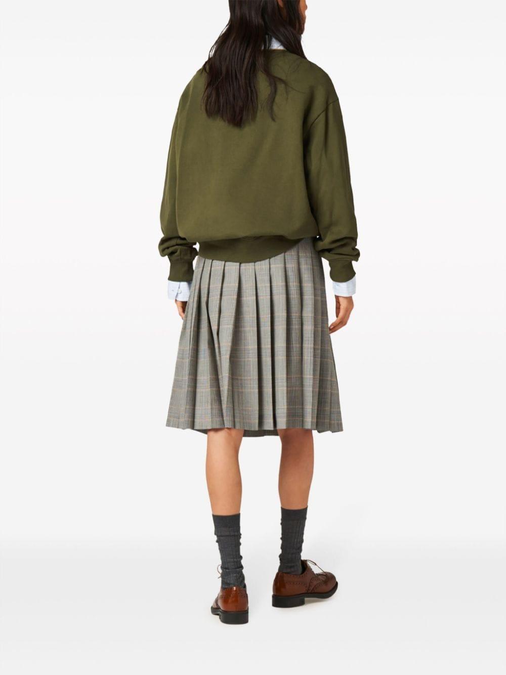 Miu Miu Logo Embroidered Sweatshirt in Green | Lyst