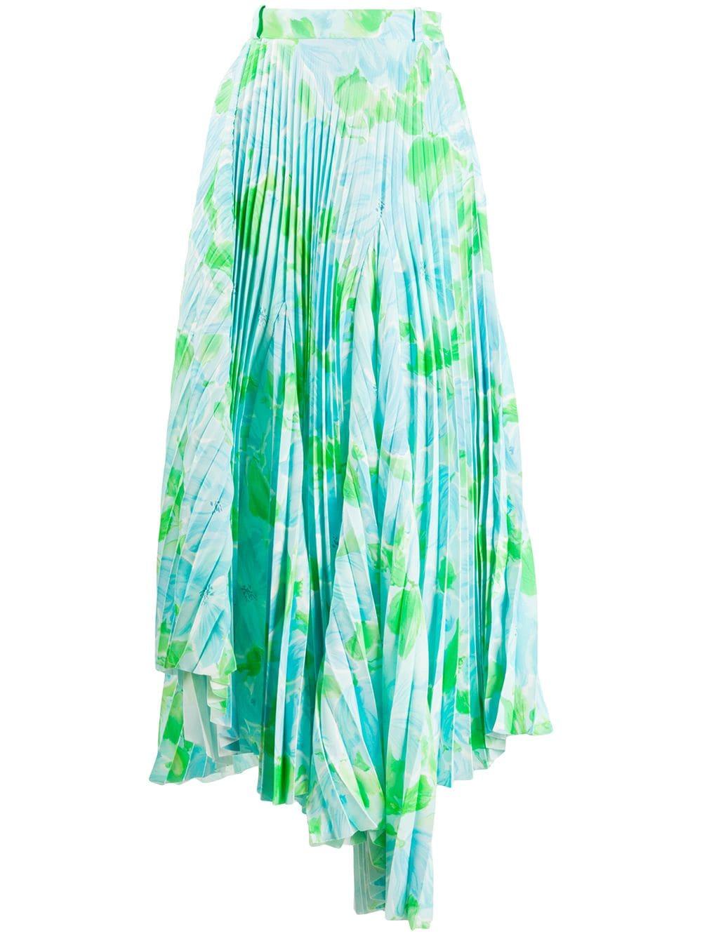 Balenciaga Synthetic Dynasty Floral-print Pleated Skirt in Blue (Green) -  Save 9% | Lyst