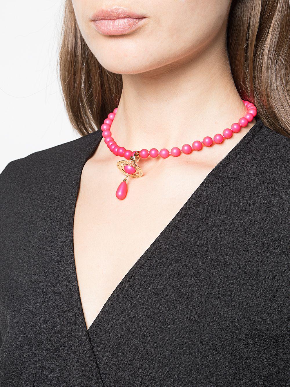 Vivienne Westwood Neon Pearl Choker Necklace in Pink | Lyst