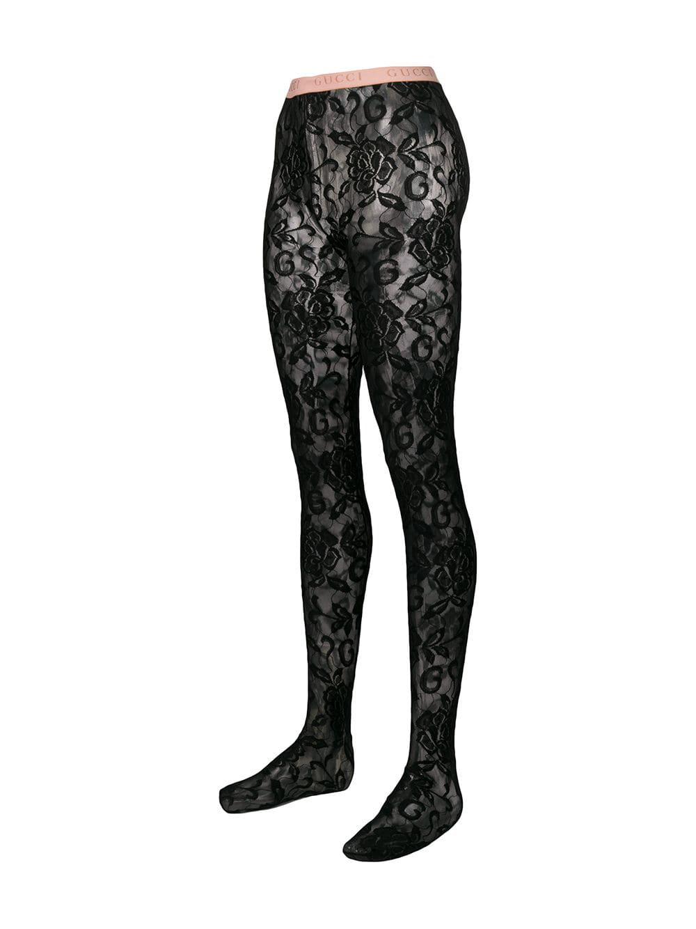 Gucci Floral Lace Tights in Black - Lyst