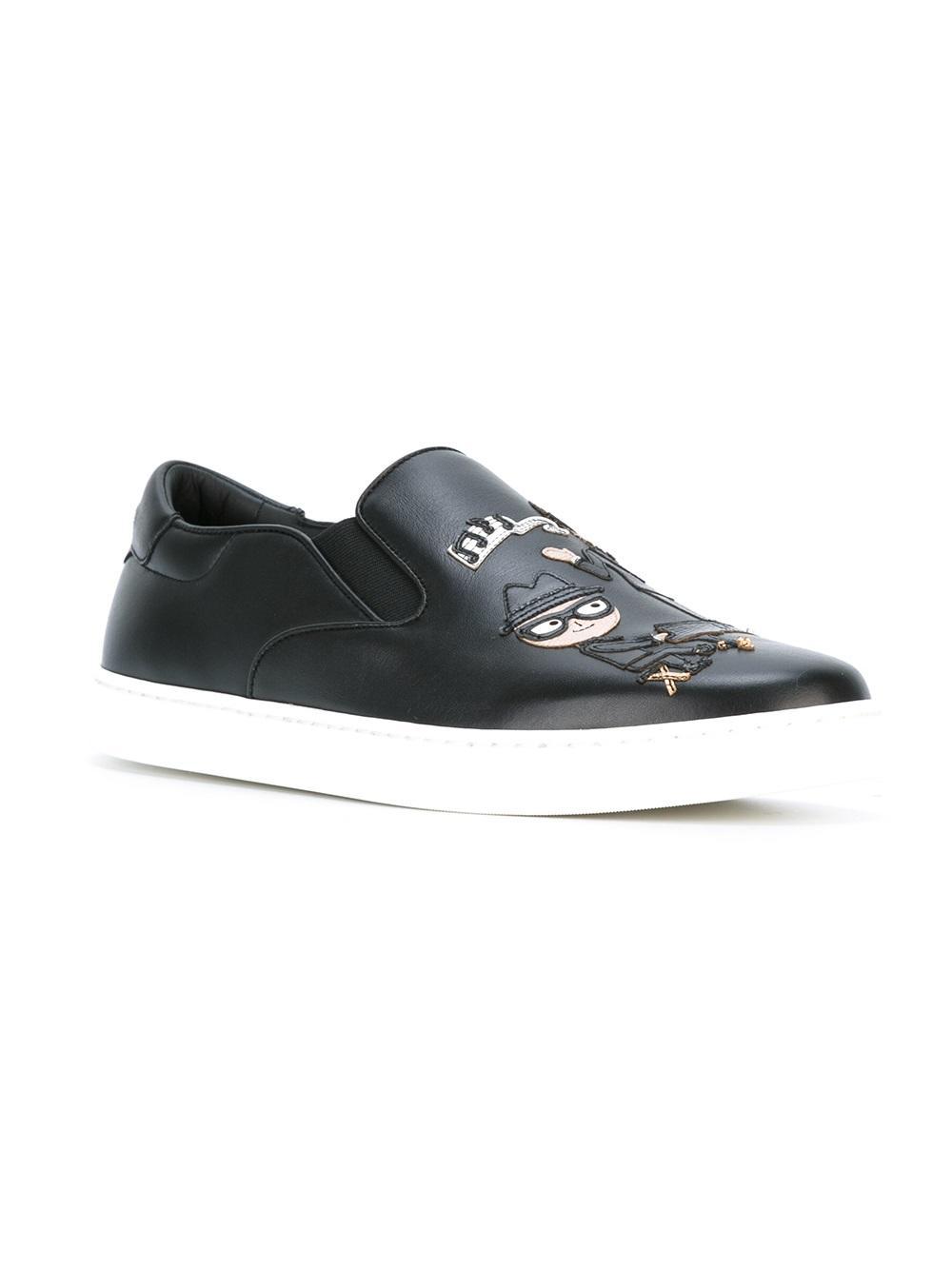 Dolce & Gabbana London Designers Patch Slip-on Sneakers in Black for ...