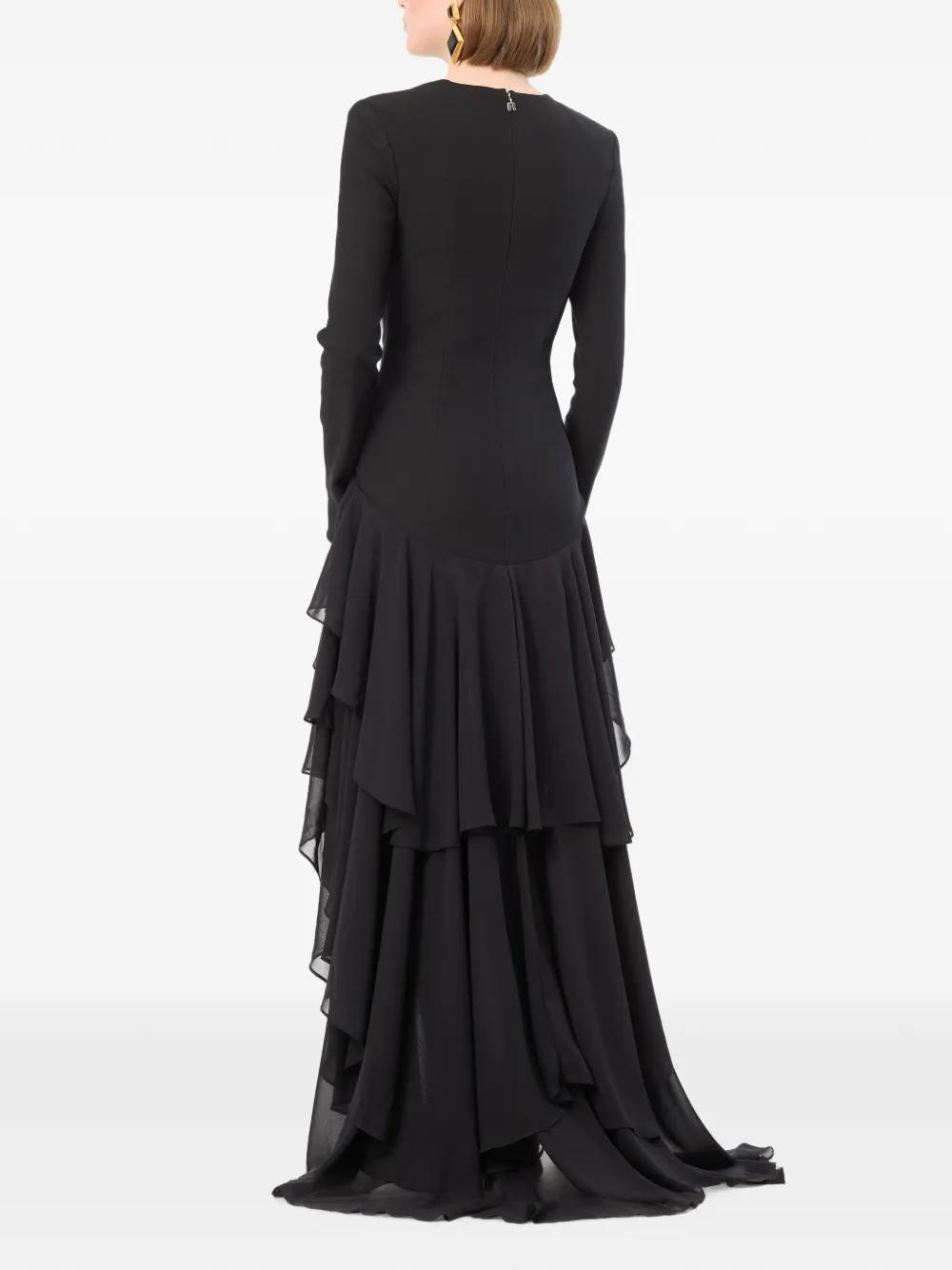 rotate birger christensen asymmetric ruffle maxi dress Long-Sleeve Train in Black or any special evening Lace Prom Dresses embellished draped strapless a Color:Stormy