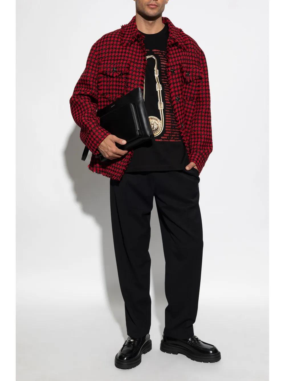 【関税込み】Versace レッド Heritage ツイードジャケット Versace Tweed Shirt Jacket in Red for Men | Lyst