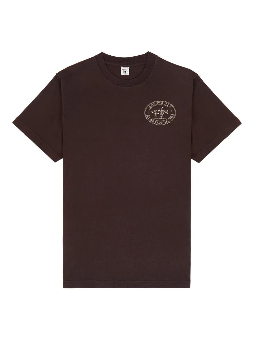 SPORTY & RICH ブラウン クロップドTシャツ 半袖 org.jpg