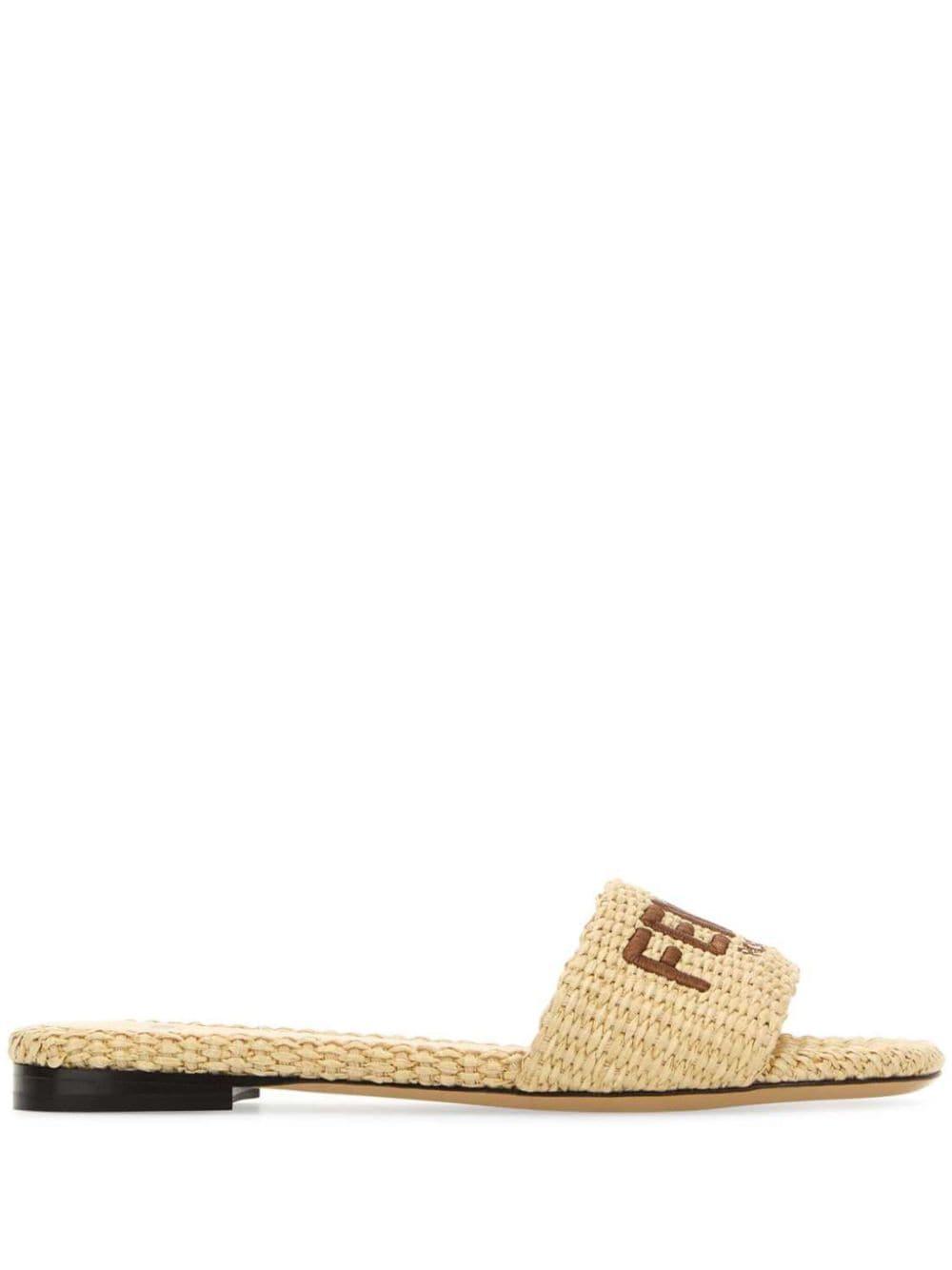 Fendi Signature Slides in Natural Lyst