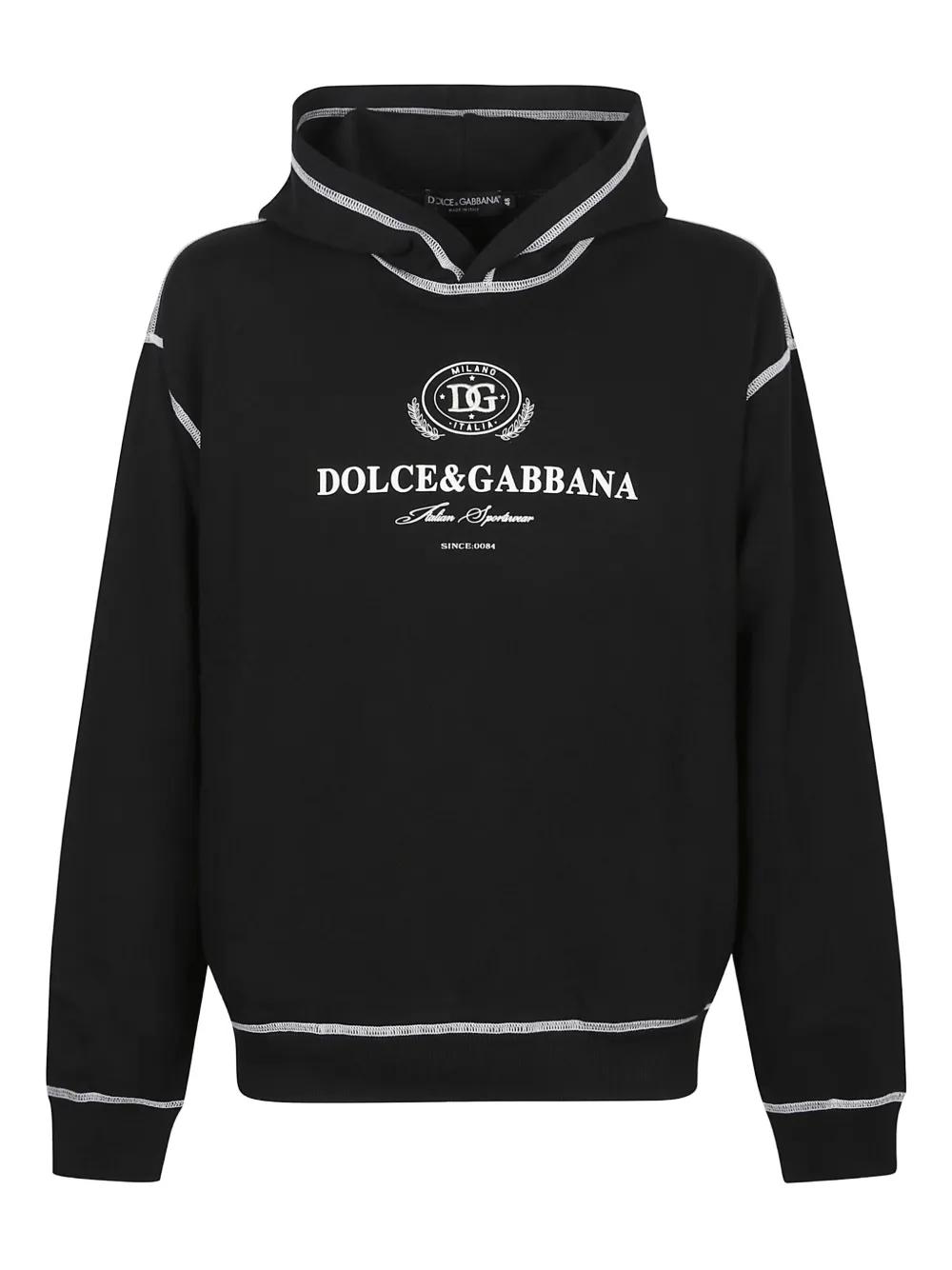 パーカー・フーディ DOLCE  GABBANA Men Sweater G9ABIT G7F2GN0000 Black Dolce & Gabbana Black embroidered logo hoodie | G9NC6ZFU7DUN0000