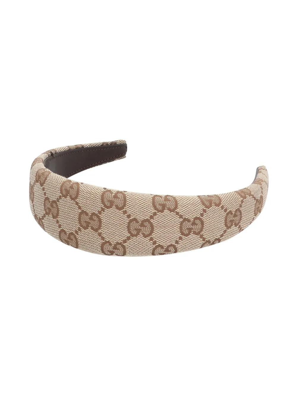 Gucci Beige and Brown GG Canvas Padded Headband Gucci Canvas-Jacquard Headband - Beige | Editorialist main image 4