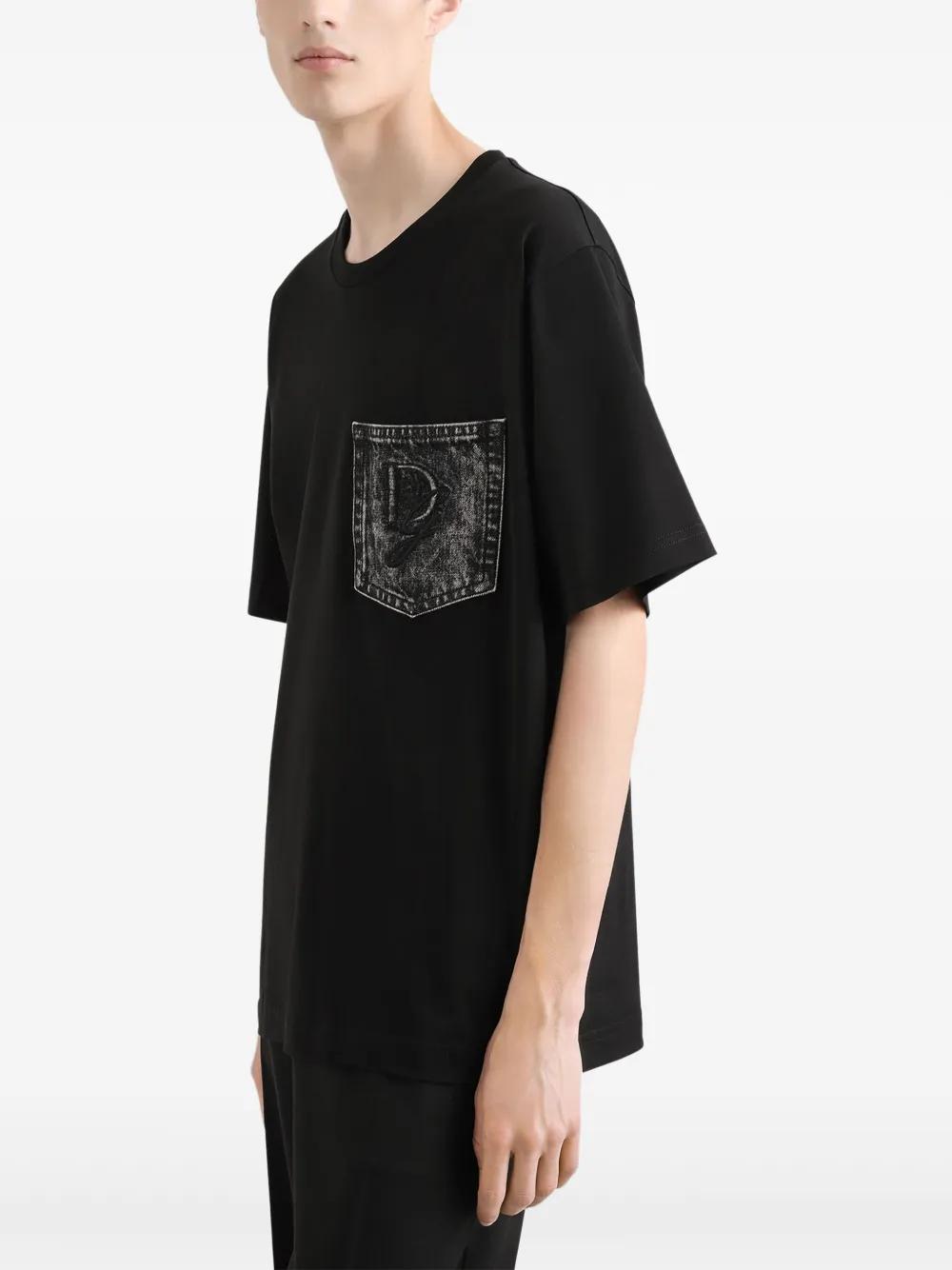 Dolce & Gabbana T-SHIRT WITH POCKET ポケット Tシャツ ロゴ Dolce & Gabbana with Pocket Milano Logo Embroidered T-shirt