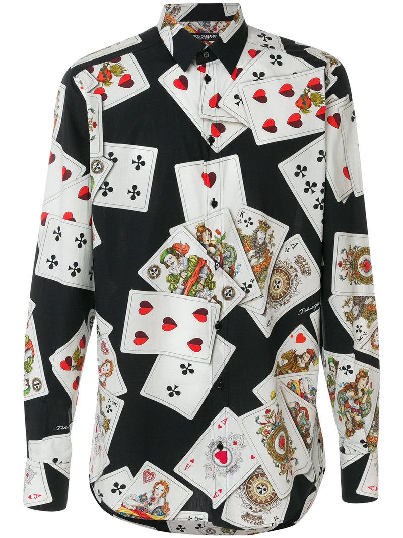 Dolce & Gabbana Playing Cards Print Shirt in Black for Men | Lyst