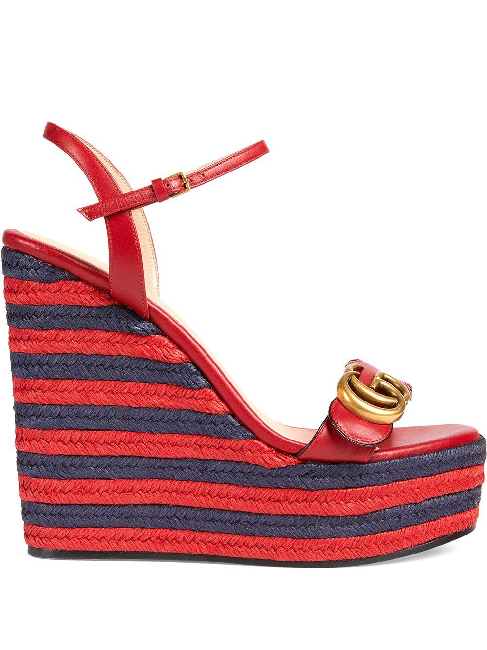 Gucci Leather Double G Espadrille Sandals in Red Lyst