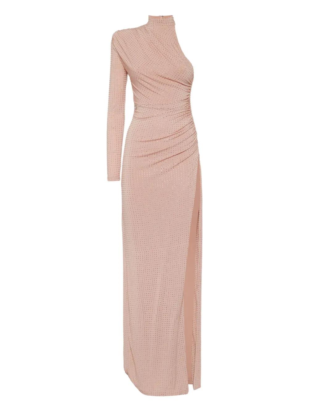 strapless open back dress Ruffle Leopard Maxi Dress - Hot Pink