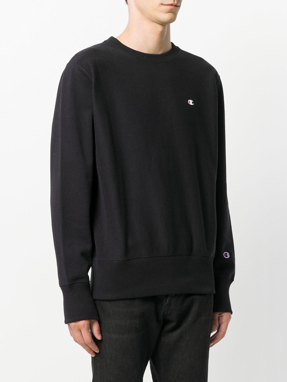 Download Champion Cotton Crew Neck Sweatshirt in Black for Men - Lyst