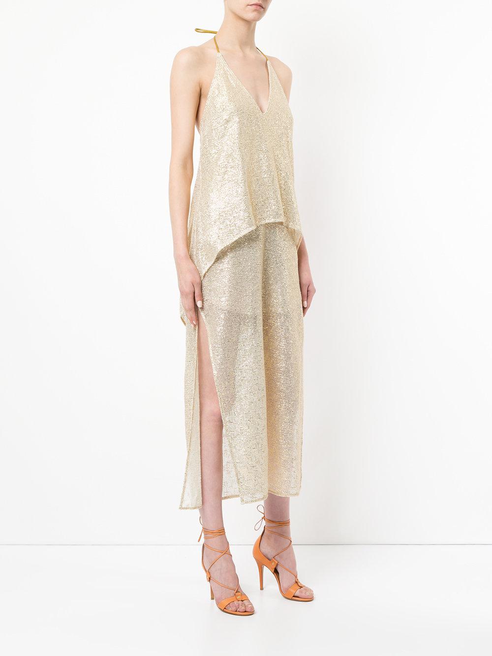 manning cartell gold dress