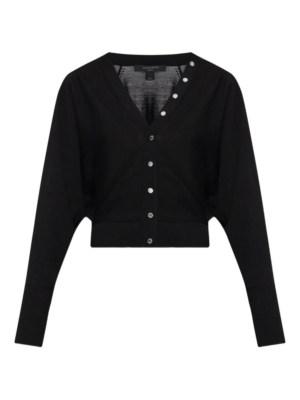 オールセインツ AllSaints Honor V Cardigan レディース Sweaters Black AllSaints Honor Wool V-Neck Cardigan, Black