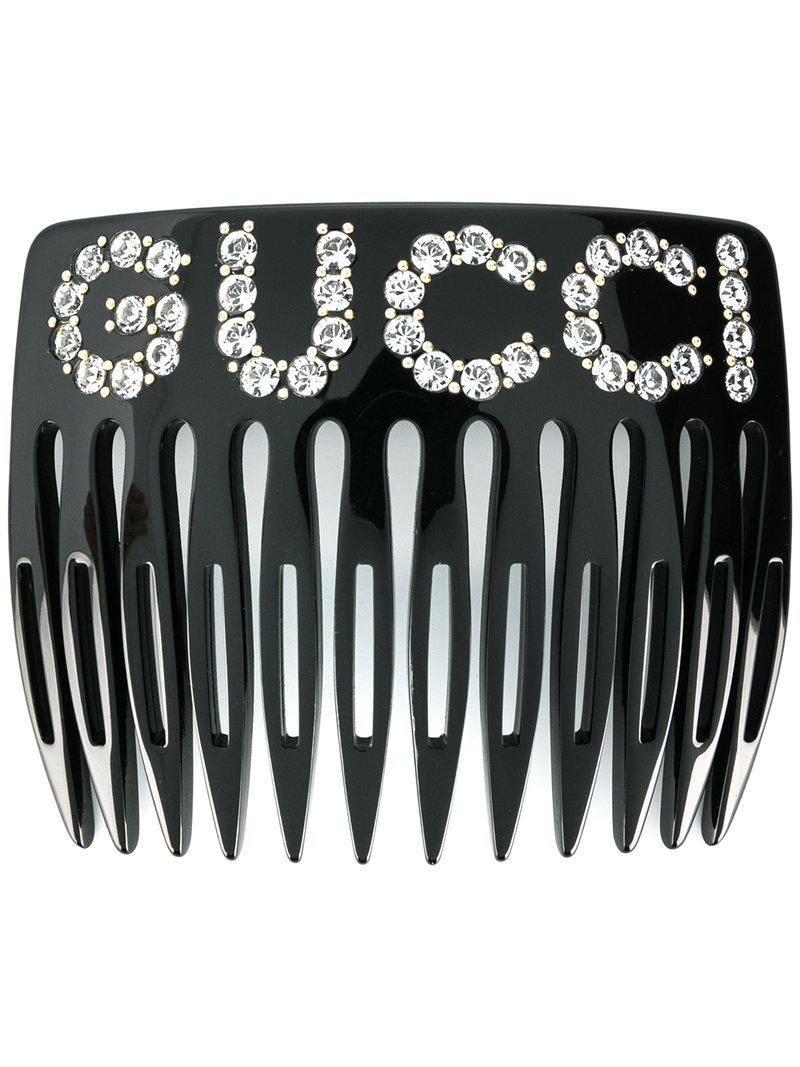 Gucci Crystal Hair Comb in Black | Lyst