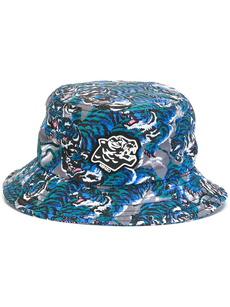 KENZO Cotton Flying Tiger Bucket Hat in Blue for Men - Lyst