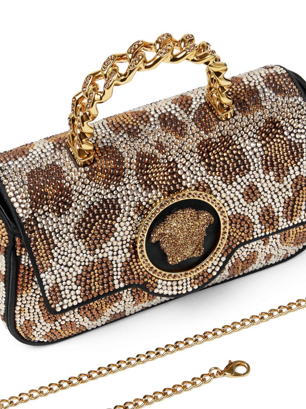 Versace レディース ブラウン ラ メドゥーサ レオパード ミニバッグ 